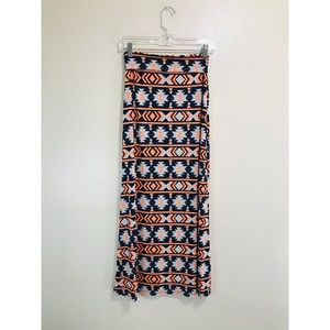 Tovia BOHO Knit Stretchy Southwestern Design Maxi Skirt, Size S
